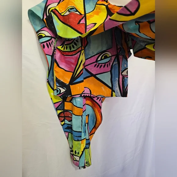Live 4 Truth Abstract Art Button-Down, Picasso-Inspired Face Print Blouse - Picture 7 of 10